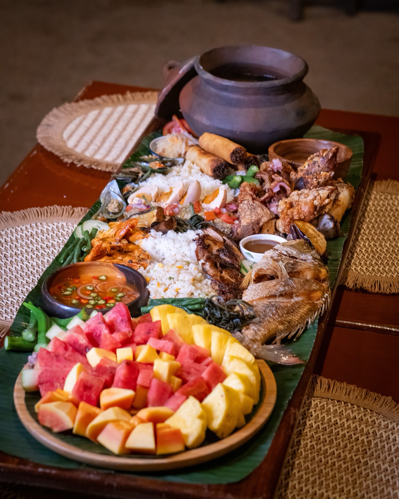 A private-chef Filipino feast served in the villa