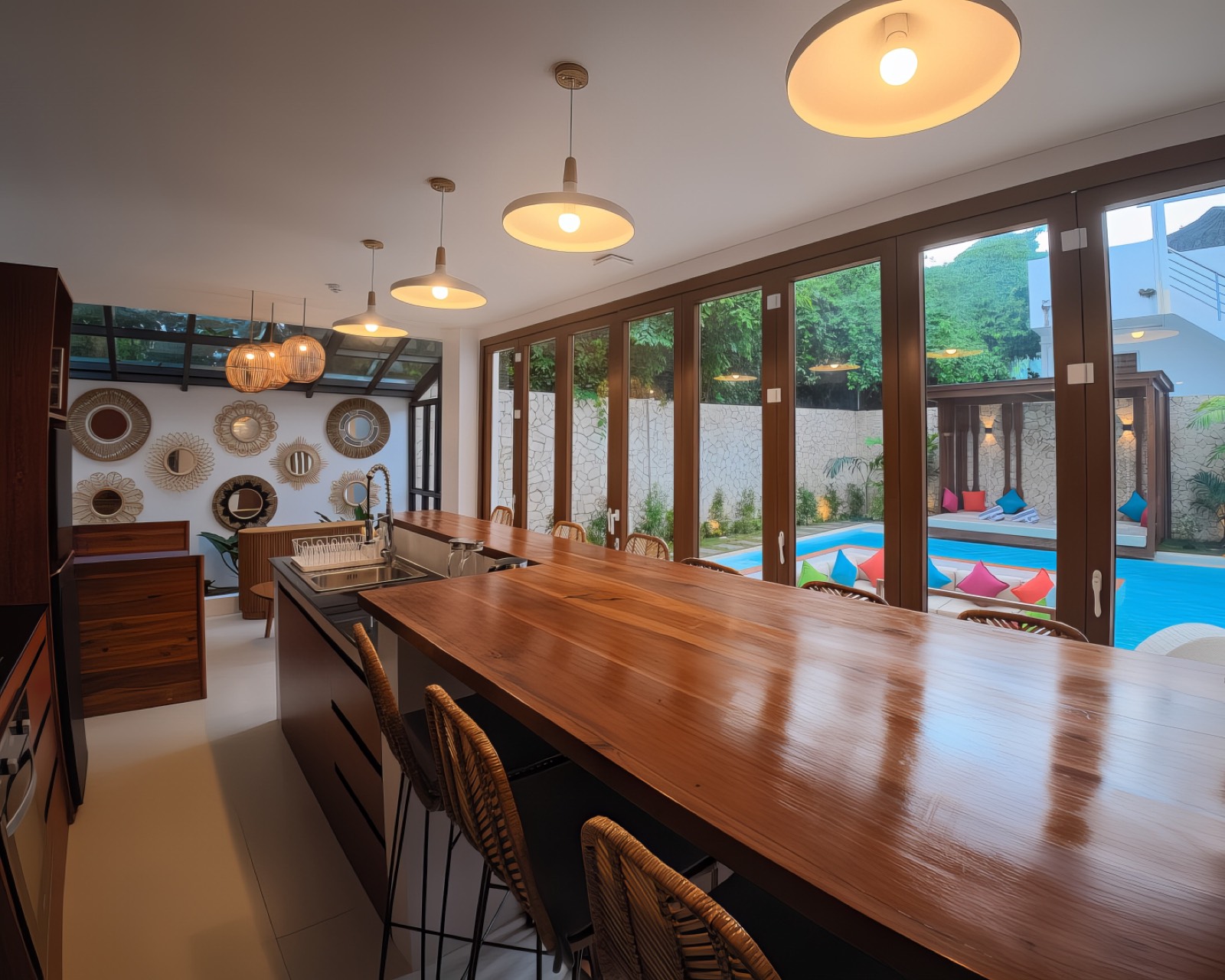 Fully-equipped kitchen with island and bar seating